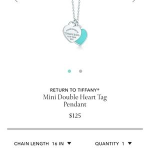 Mini Double Heart Tag Pendant Tiffany Necklace